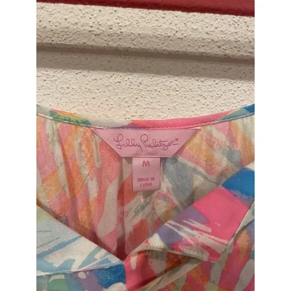 Lilly Pulitzer Alanna Dress Womens Medium Multicolor Off Shoulder Tassel Ruffle - Picture 3 of 4